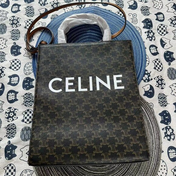 Celine Small Vertical Cabas Triomphe Canvas Tote - Picture 1 of 6